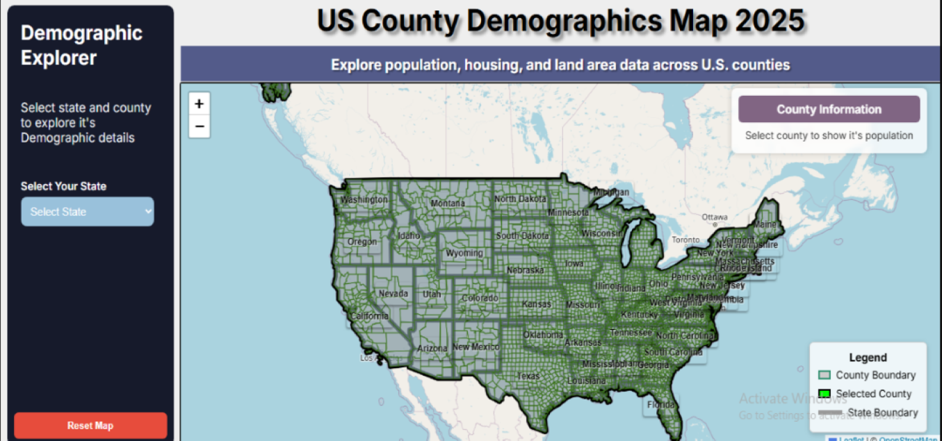 USA County Population Map built with Leaflet.js - GIS Vantage Group Web GIS Project