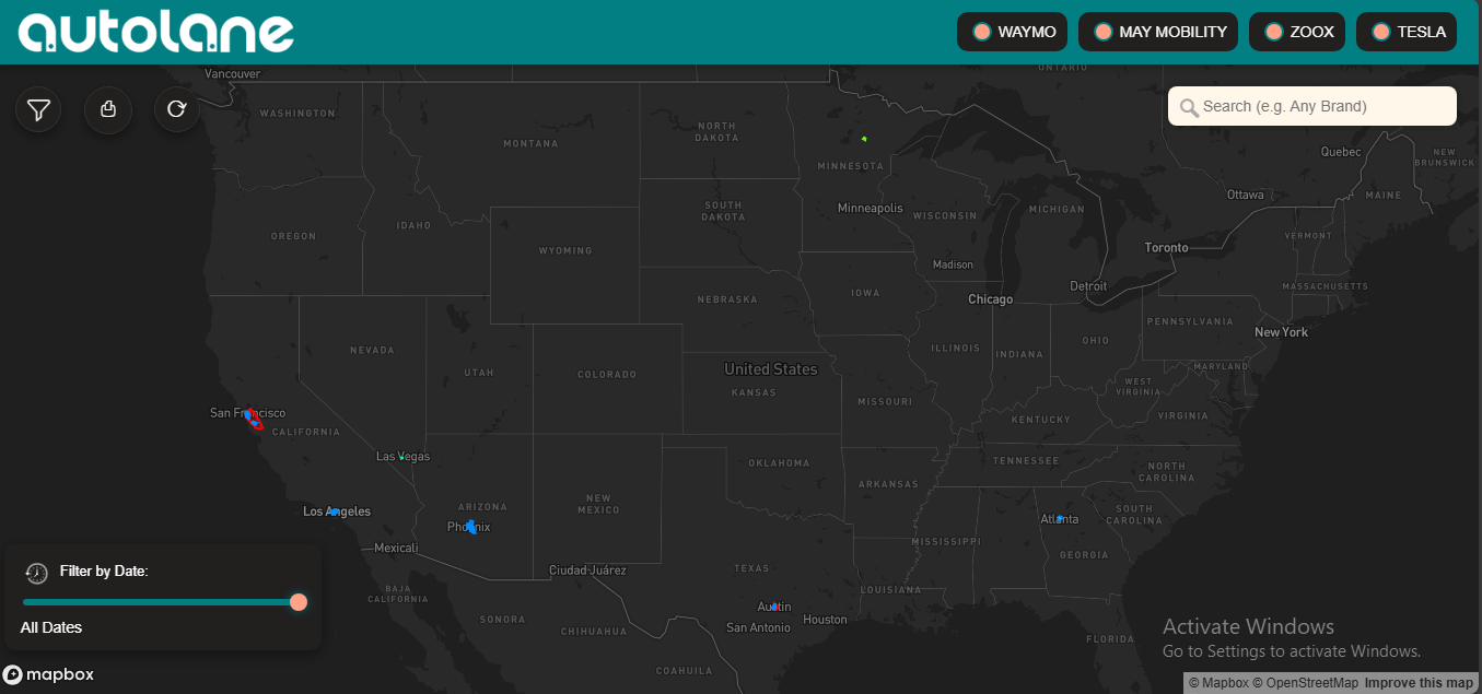 Autonomous Vehicle interactive GIS map with Mapbox - GIS Vantage Group Smart City Project