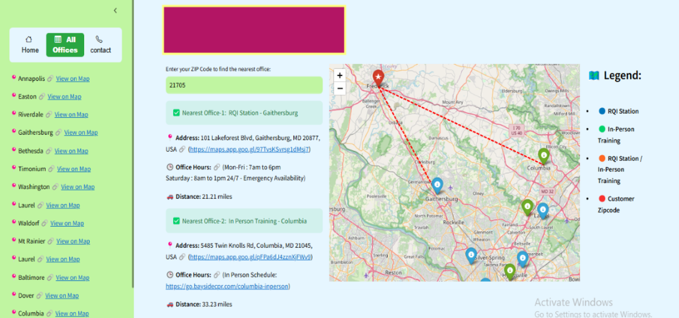 Python geospatial tool for nearest office distance calculation - GIS Vantage Group portfolio