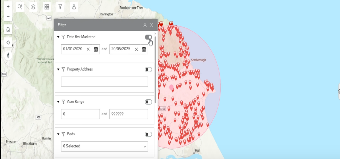 ArcGIS Experience Builder property land details web app - GIS Vantage Group portfolio